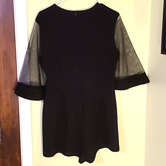 Shein One-piece Short Romper, Black with Sheer Sleeves, Size Large, NWOT - Picture 4 of 7